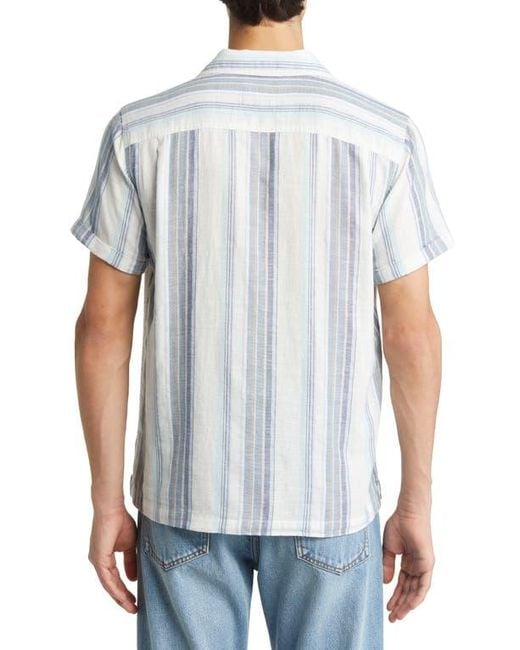 Rails Blue Amalfi Stripe Short Sleeve Cotton Button-Up Shirt for men