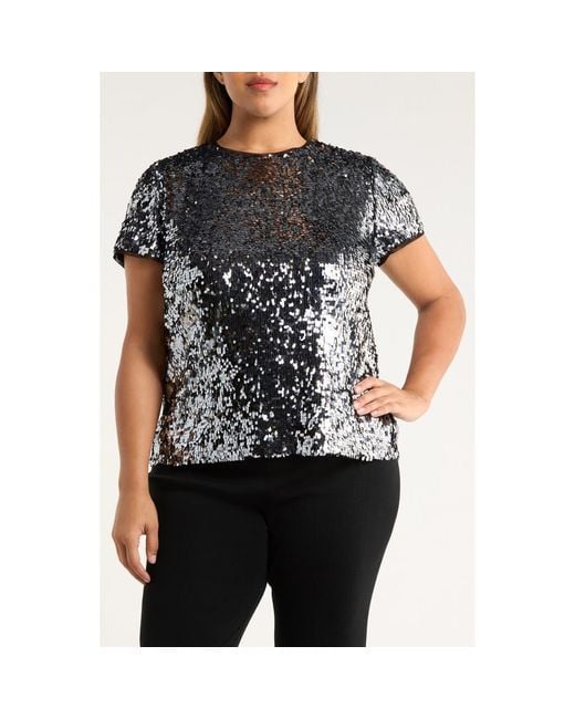 Anne Klein Black Paillette Top