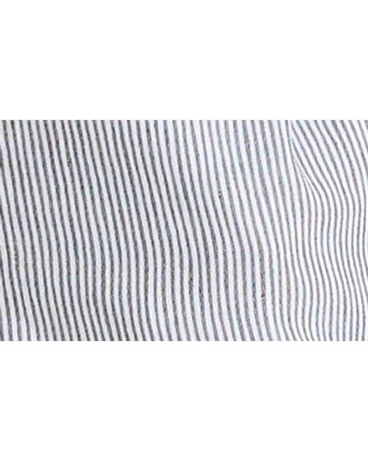 Vince Blue Ticking Stripe Crop Flare Linen & Cotton Pants