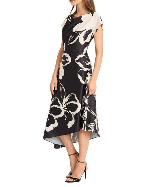 Maggy London Black Asymmetric Hem Midi Dress