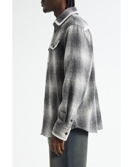 Golden Goose Deluxe Brand Gray Journey Plaid Virgin Wool & Silk Blend Overshirt for men