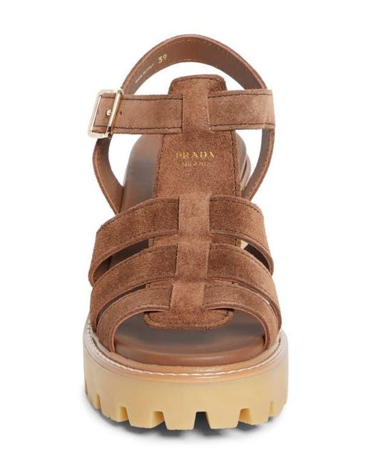 Prada Brown Stride Platform Sandal