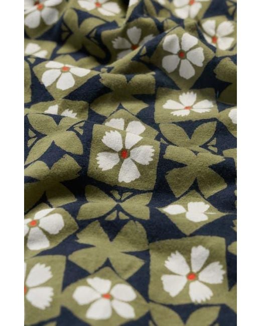 Seasalt Cornwall Green Cudden Print Organic Cotton Blend Midi Dress