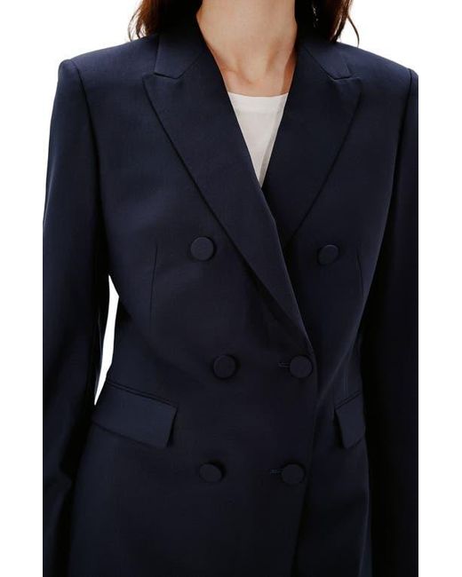 Another Tomorrow Blue Double Breasted Jacket