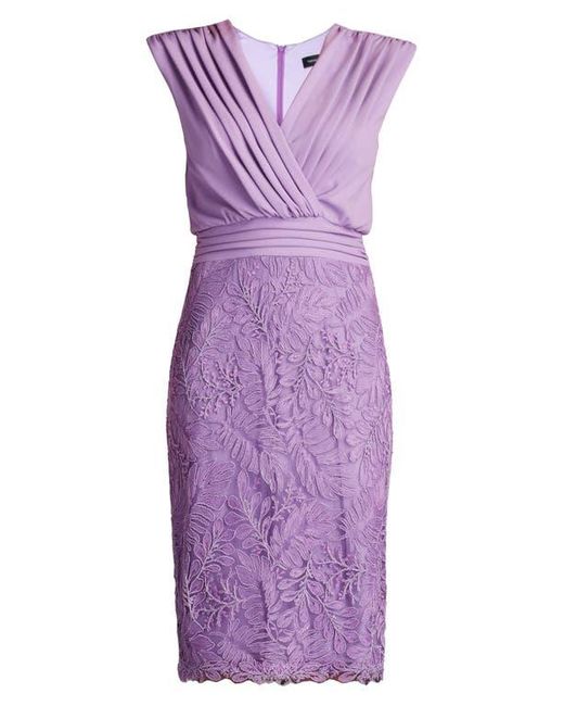 Tadashi Shoji Purple Pleat Detail & Embroidery Sleeveless Cocktail Dress