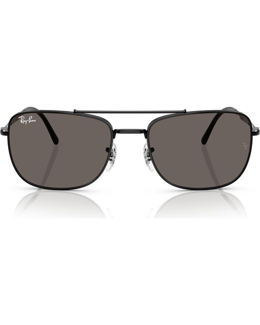 Ray-Ban Gray 62Mm Rectangular Sunglasses for men