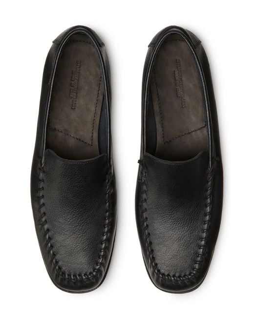 Stuart Weitzman Black Montauk Venetian Moc Toe Loafer for men