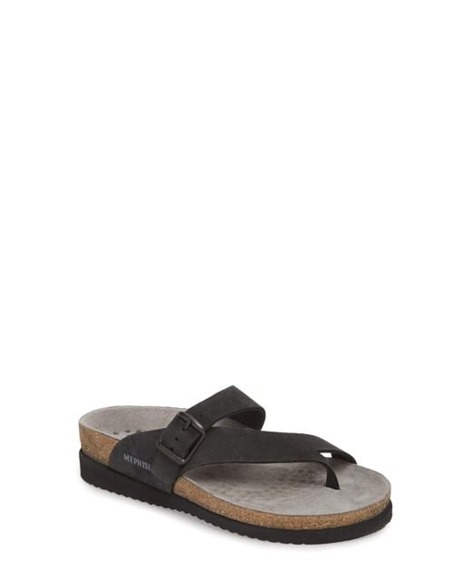 Mephisto Black Helen Toe Loop Sandal