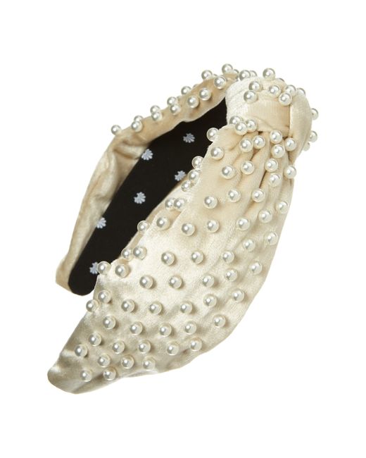 lele sadoughi white pearl headband