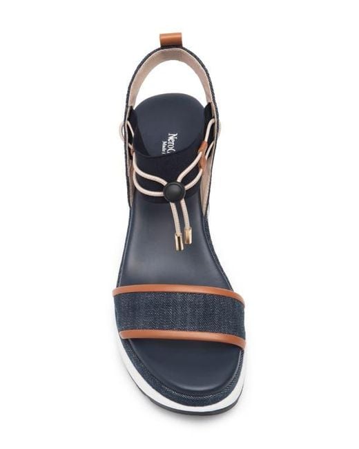 Nero Giardini Blue Bungee Platform Wedge Sandal