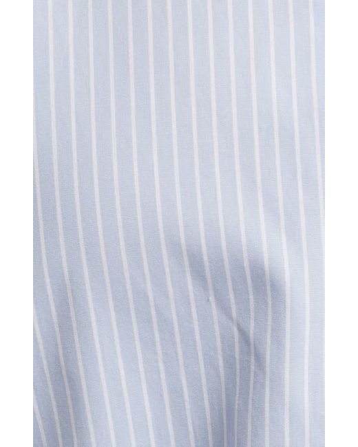 FRAME White The Gathered Stripe Short Sleeve Button-Up Shirt
