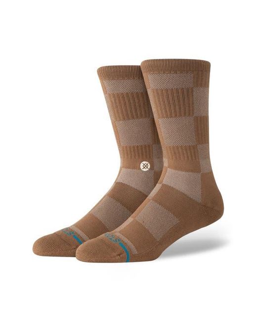Stance Brown Down And Out Geo Jacquard Cotton Blend Crew Socks for men