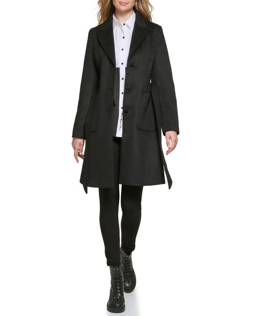 Belted wool blend patch pocket coat Clearance