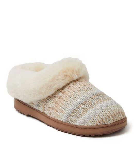 Dearfoams White Hannah Festive Knit Clog Slipper