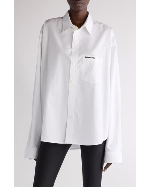 Balenciaga White Regular Cotton Button-Up Shirt