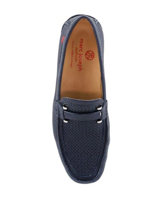 Marc Joseph New York Blue Bryant Park Leather Weave Driver Loafer for men