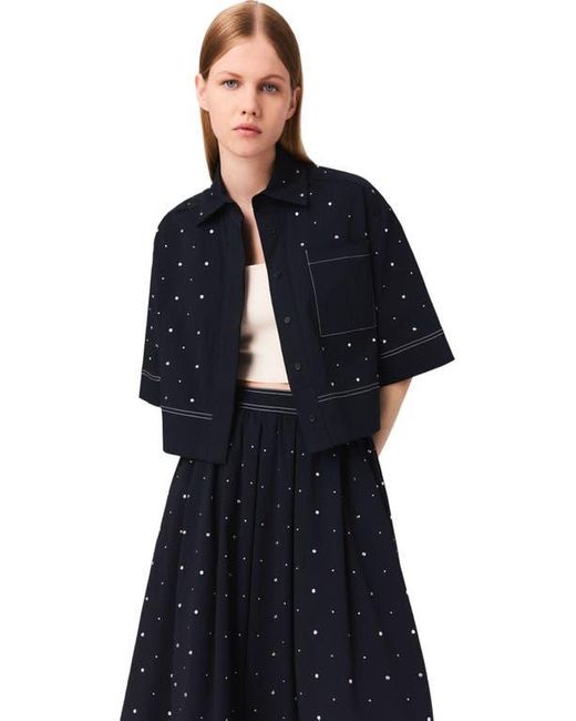Maje Black Cropped Shirt With Studs