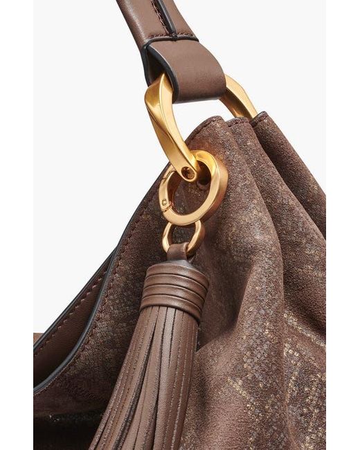Donna Karan Brown Glenwood Python Suede Shoulder
