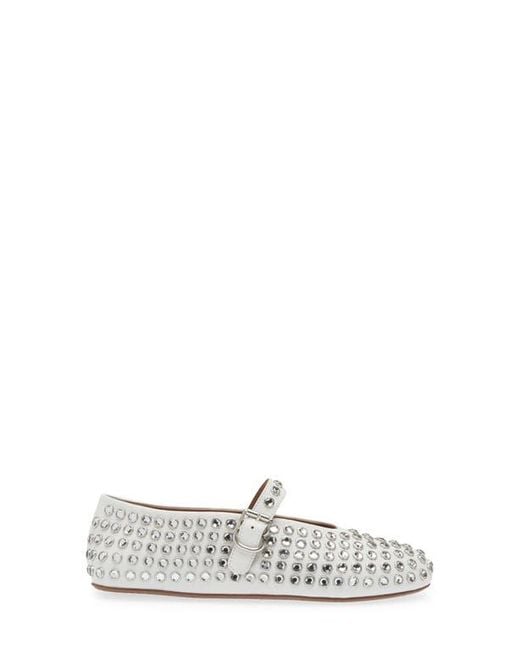 Alaïa White Rhinestone Ballet Flat