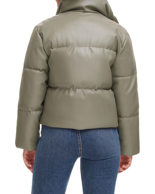 Levi's Gray Water Resistant Faux Leather Puffer Jacket