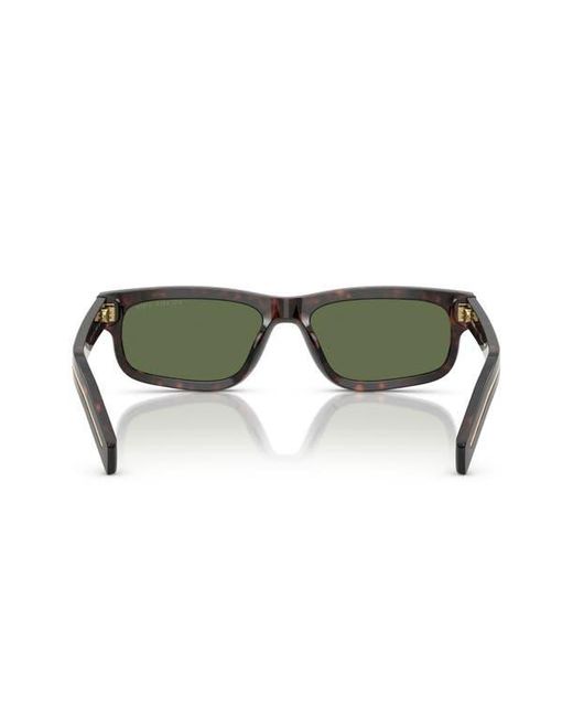 Prada Green 57Mm Polarized Rectangular Sunglasses for men