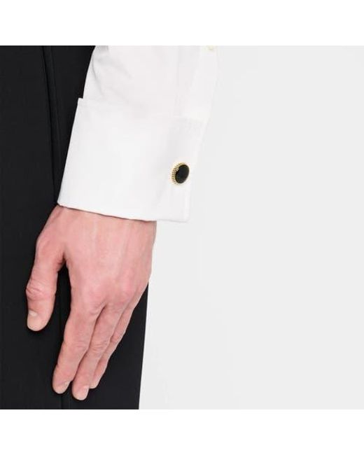Link Up Metallic Round Cufflinks With Texture Border for men