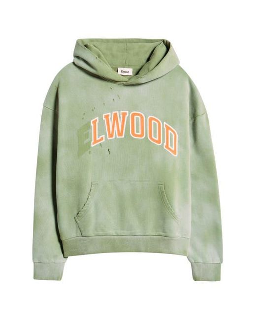 Elwood Green Fireside Distressed Logo Hoodie for men