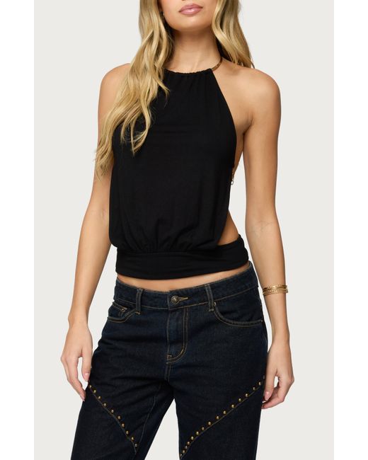 Edikted Black Damarey Chain Backless Halter