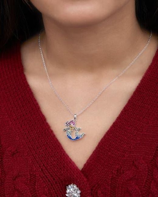 Disney Pink The Little Mermaid Ariel Crystal Flash Plated Pendant Necklace, 18