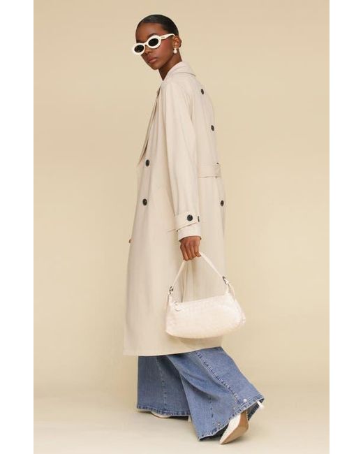 Avec Les Filles Blue Relaxed Fit Button Back Trench Coat