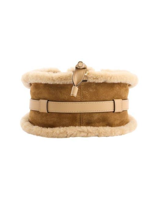 Chloé Metallic Medium Marcie Suede & Genuine Shearling Crossbody Bag