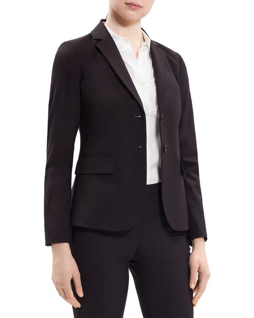 Theory Blue Carissa Stretch Wool Classic Suit Jacket
