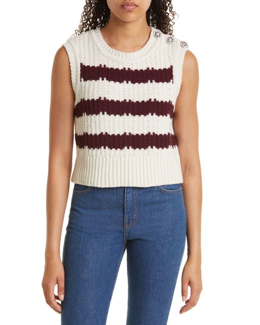 Ba u0026 Sh Soju Stripe Sleeveless Sweater In Ecru At Nordstrom Rack in Blue |  Lyst