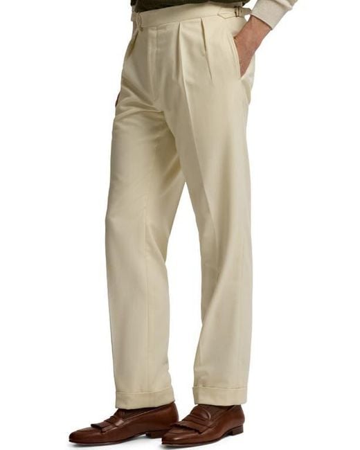 Ralph Lauren Natural Pleated Wool Flannel Trousers for men