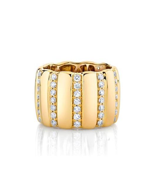 Michael M Metallic Orb Diamond Ribbed Ring