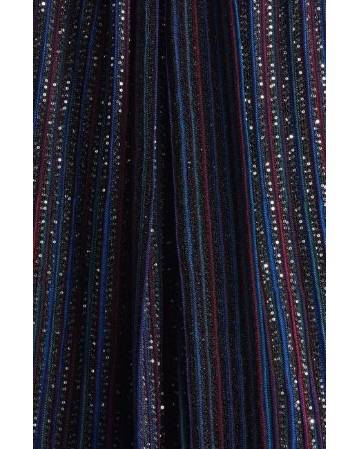 Missoni Blue Sequin Stripe Long Sleeve Minidress