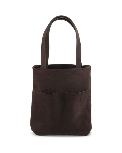 EZRA ARTHUR Black Brooklyn Nubuck Suede Leather Tote Bag