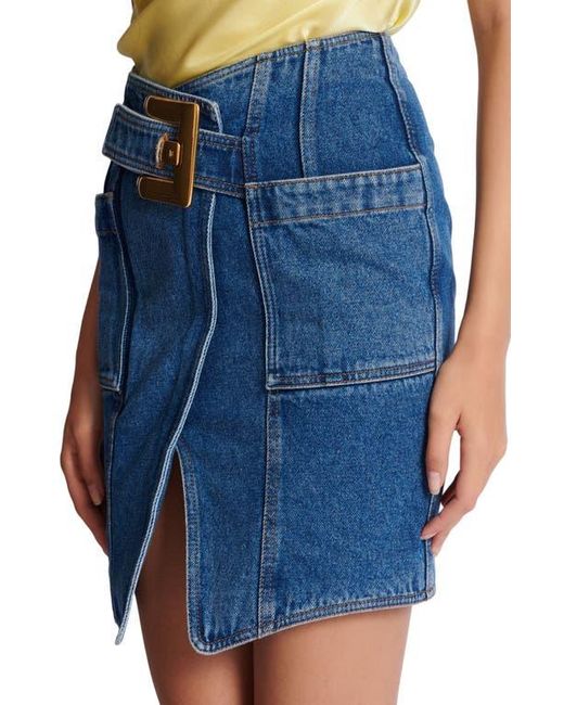 Balmain Blue Short Denim Skirt With Belt