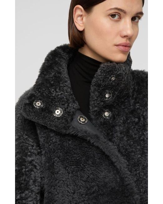 Lafayette 148 New York Black Reversible Genuine Shearling Coat