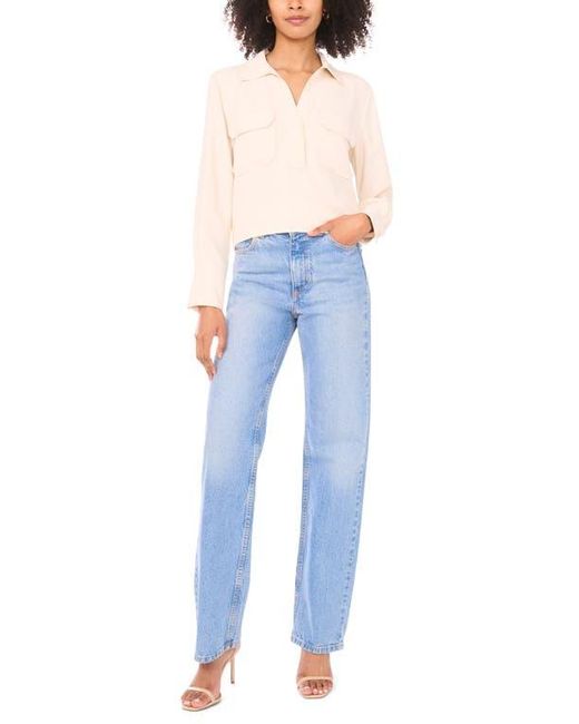 Vince Camuto Blue Half Placket Popover Top