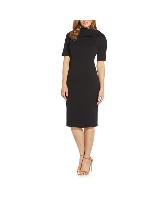 black adrianna papell dress Off Shoulder Long Sleeve Mikado Combo Gown In Black main image 1