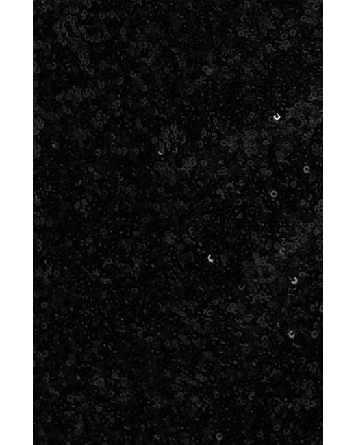 Chelsea28 Black Long Sleeve Sequin Wrap Minidress