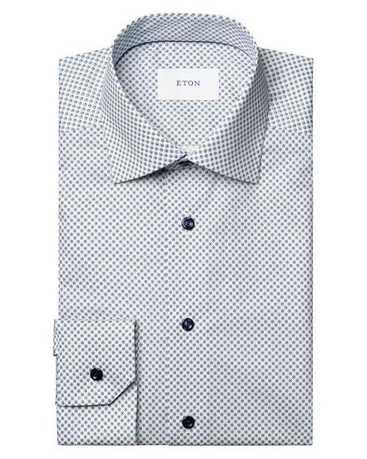 Eton of Sweden Gray Contemporary Fit Neat Floral Print Cotton Dress Shirt for men