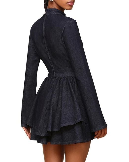 Avec Les Filles Blue Long Sleeve Denim Minidress