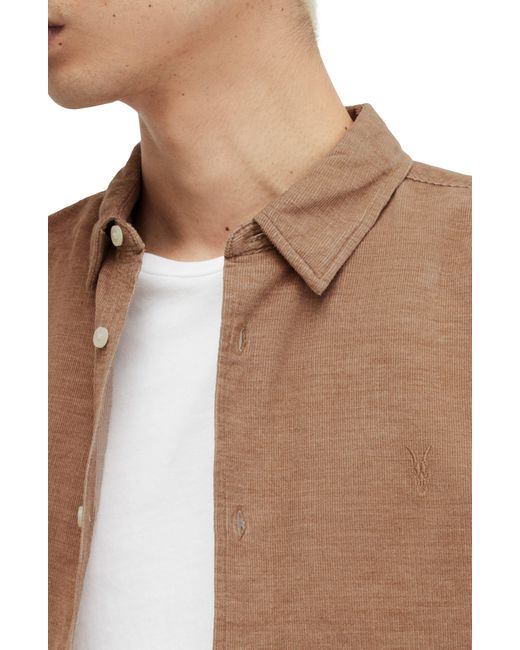 AllSaints Brown Lorella Cotton Button-up Shirt for men