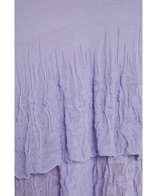 Bottega Veneta Blue 2-in-1 Floral Rib Midi Skirt