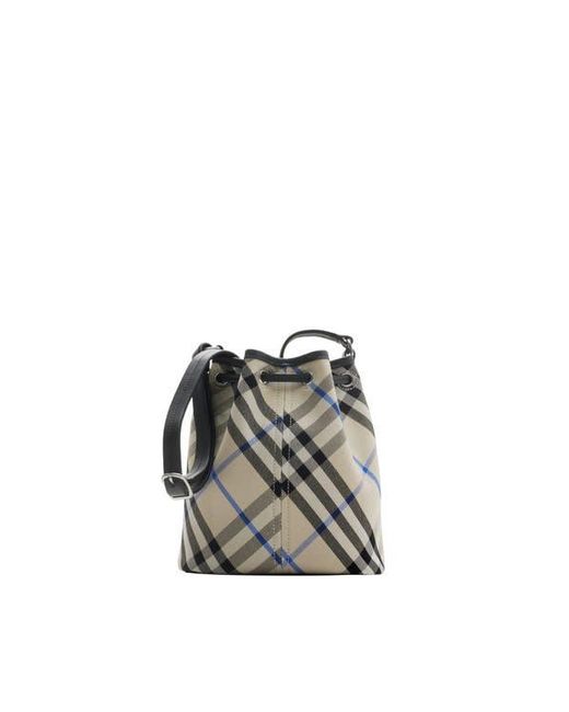 Burberry Gray Mini Check Bucket Bag