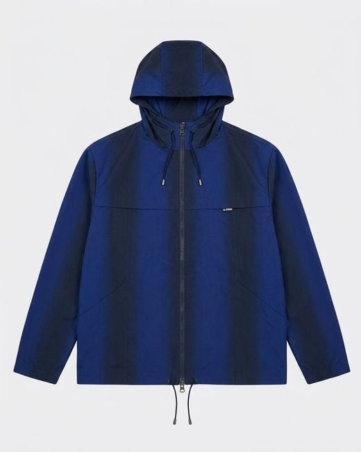 le PERE Blue Hooded Zip Jacket for men