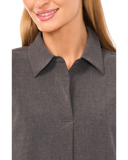Halogen® Gray Button-Up Woven Shirt