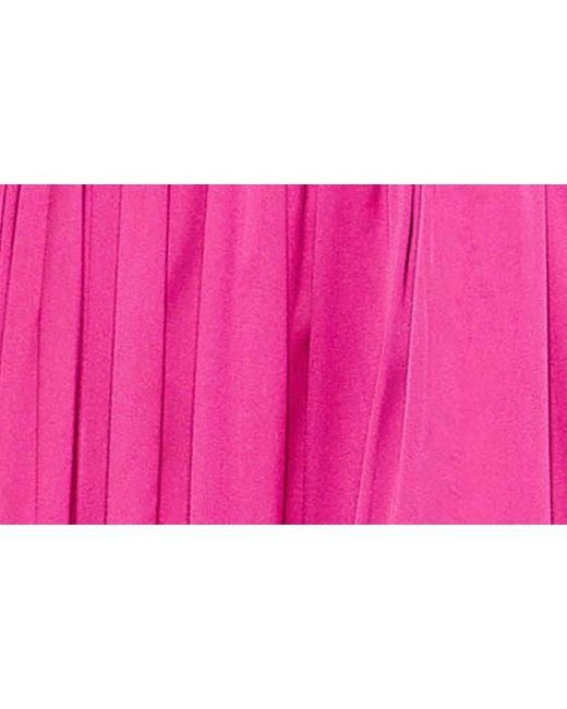 Mac Duggal Pink Crystal Detail Satin Empire Waist Long Sleeve Gown